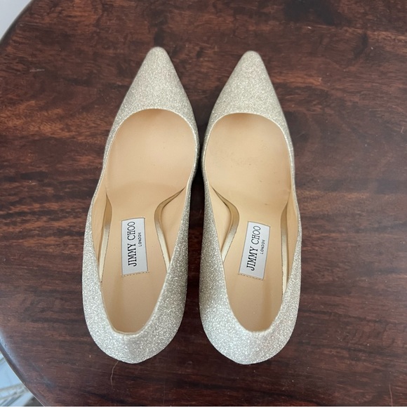 NWT Jimmy Choo Romy Platinum Ice Glitter Pump Heels